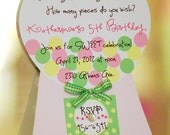 Gumball Bubble Gum Sweet Shop Candyland Birthday Invitation Invitations