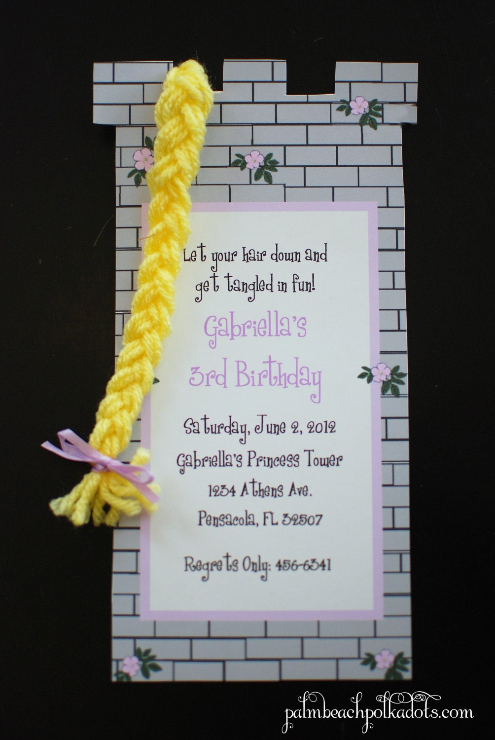 DIY Rapunzel Princess Birthday Invitation