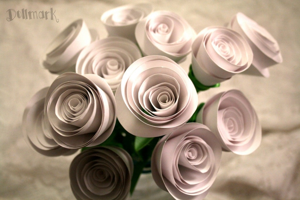Dozen White Spiral Roses - MADE TO ORDER