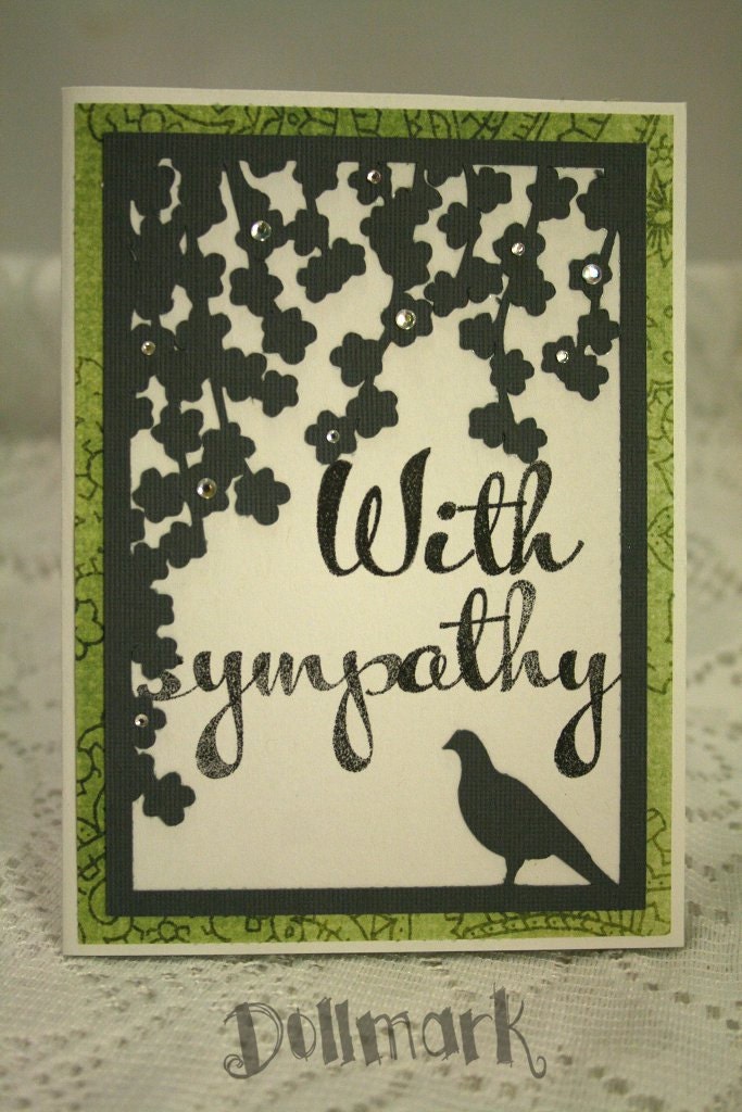 With Sympathy card - Bird on flowery window - For loved ones - Blank sympathy card