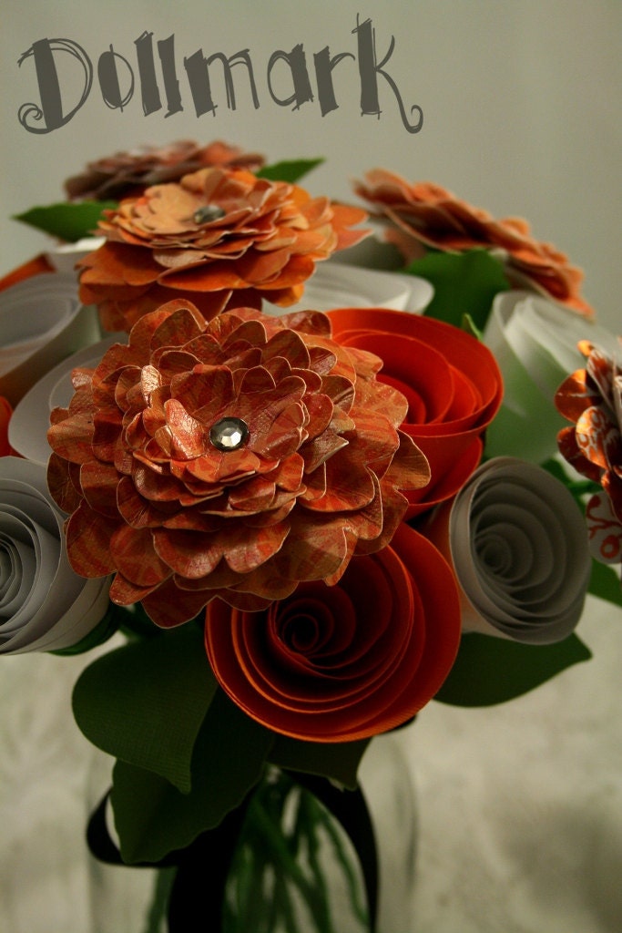 Shades & Patterns in Orange Paper Flower Bouquet - Gifts, Anniversary, Mother's Day