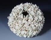 Textured - Vase - Pottery -  Hydrangea - Porcelain  - Sculpture  In Green