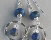 Lapis Lazuli and Crystal Sparkle Sterling Silver Earrings