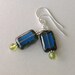 Peridot and Cobalt Blue Czech Glass Sterling Silver Earrings