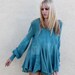 Bolero one of a kind handmade teal cashmere swing tunic sweater M
