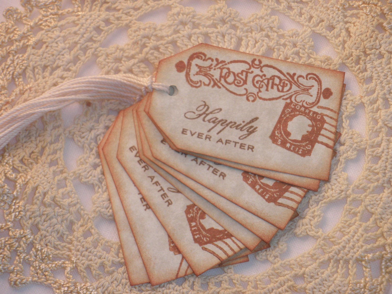 Wedding Postcard Tags Set of 8