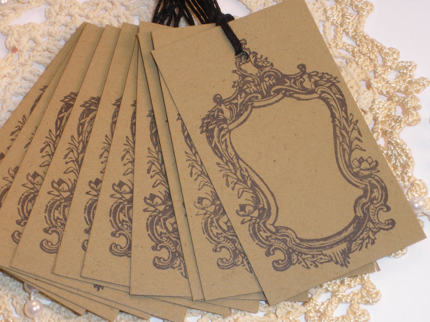 Elegant Frame Vintage Inspired Tags Set of 10