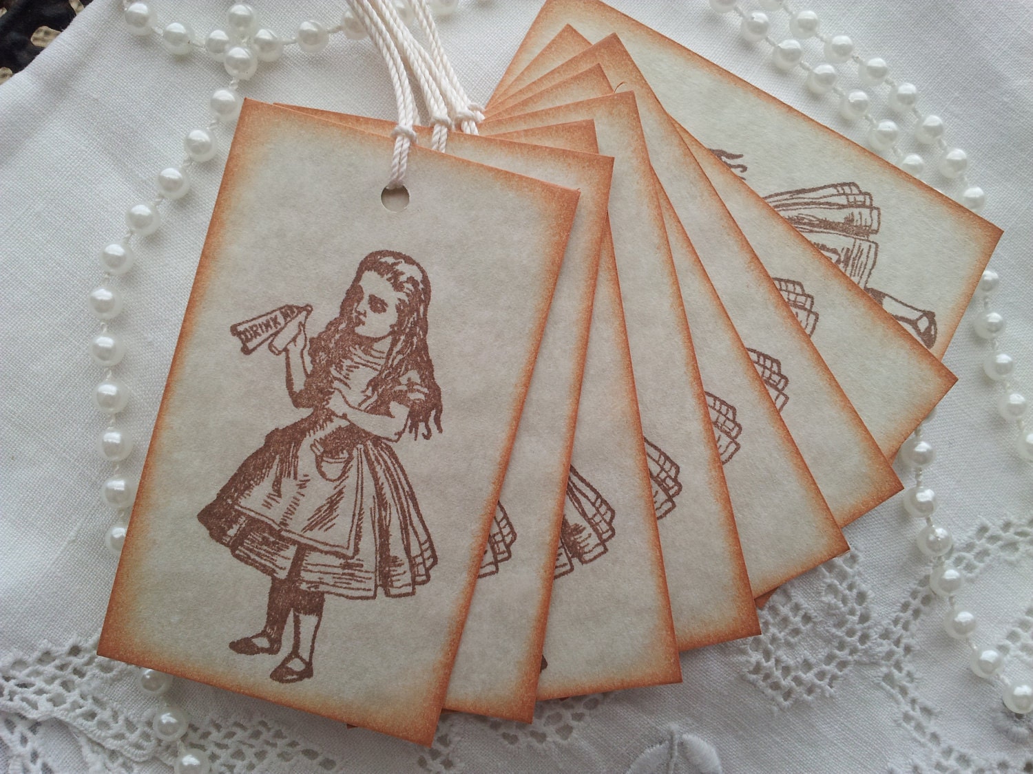 Alice in Wonderland Tags Vintage Inspired Set of 8