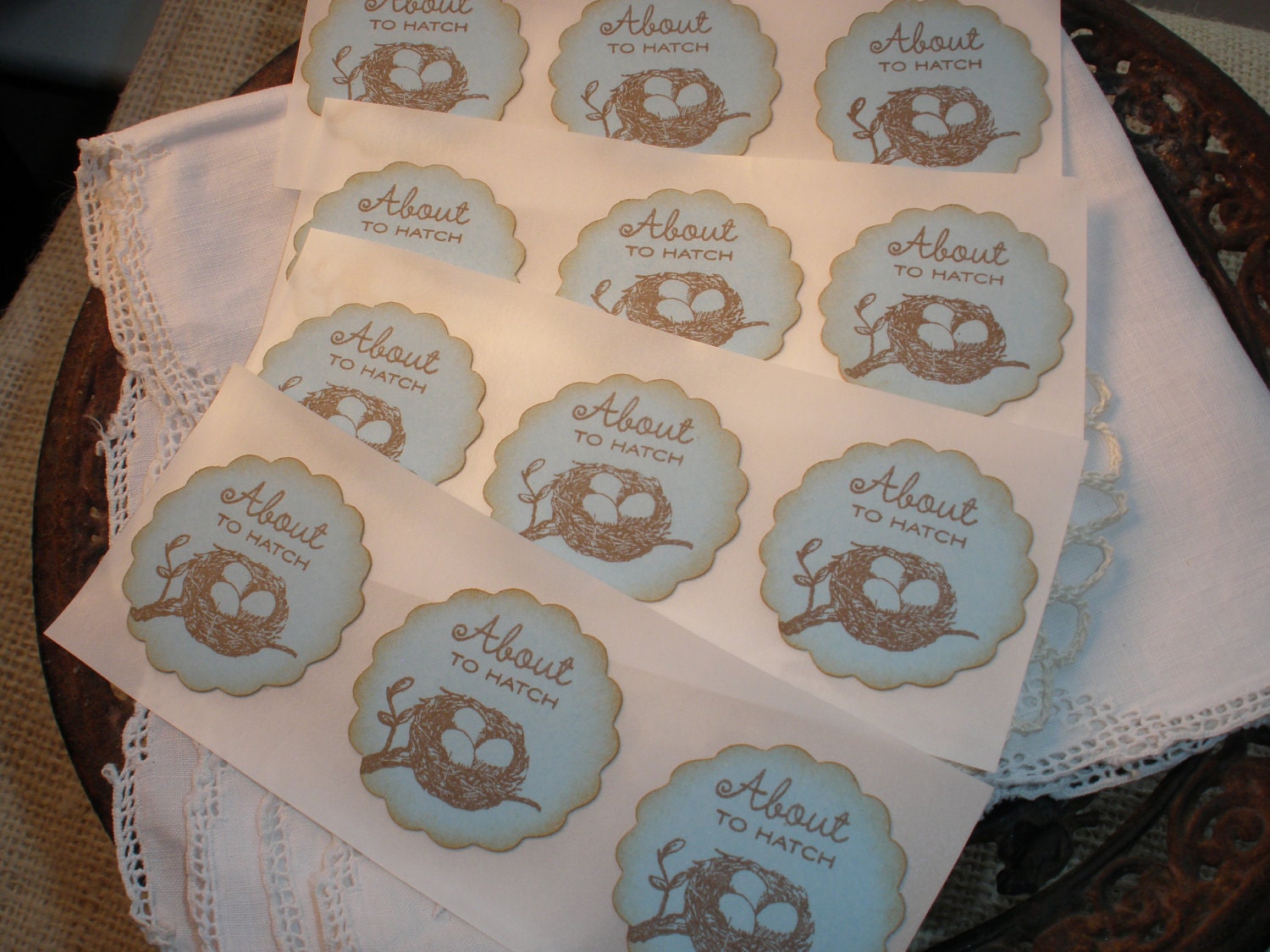 Bird Nest Stickers Baby Shower Its a Boy Set of 12