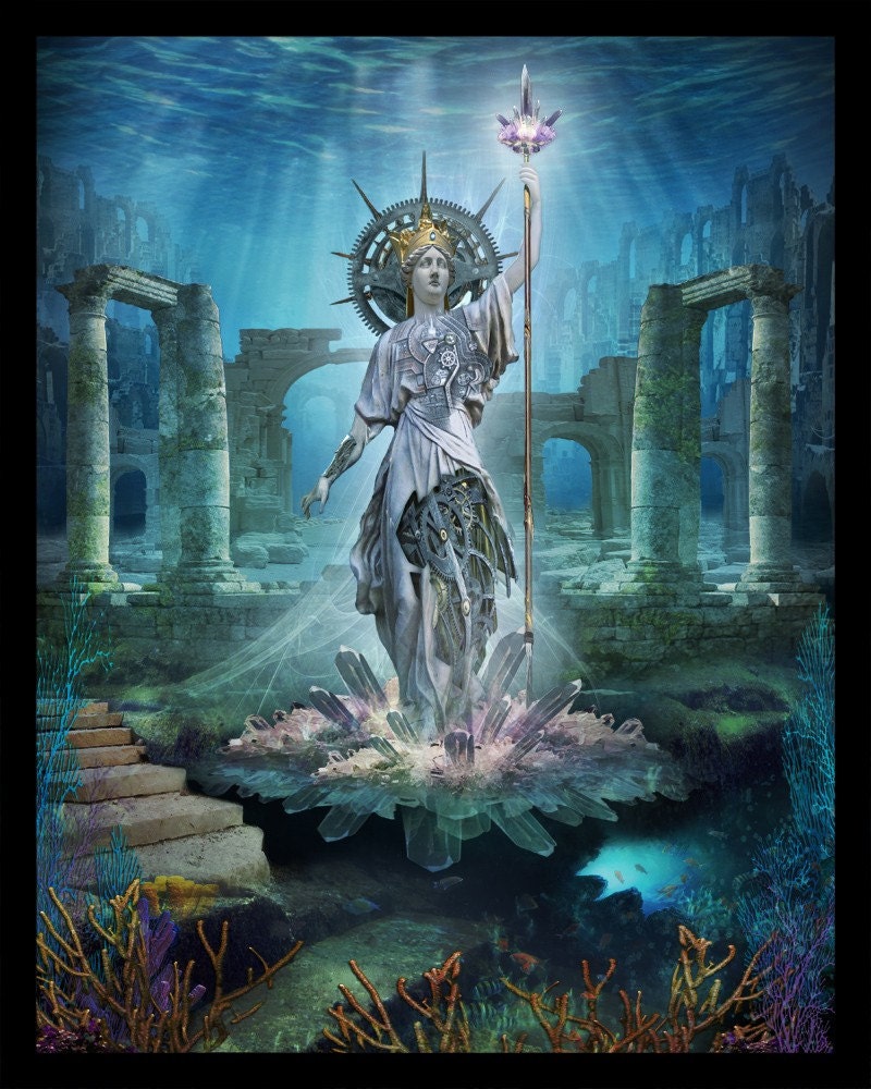 Lost Lands of Imagination  - Atlantis  -  Blank Note Card by Brian Giberson