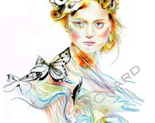 Butterfly - Drawing - A4 Print (All sizes available)