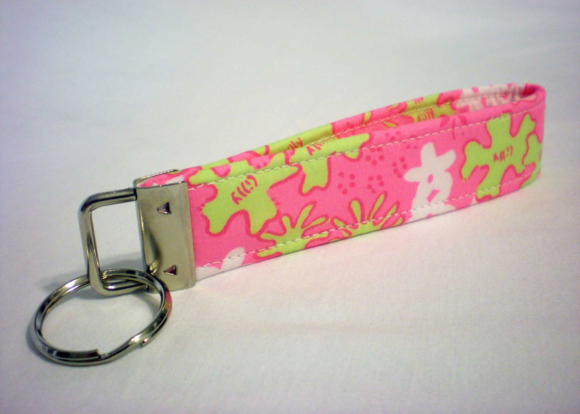 Lilly Pulitzer Pink Hippo Fabric Key Fob Key Chain Keychain by PinkysPetGear on Etsy