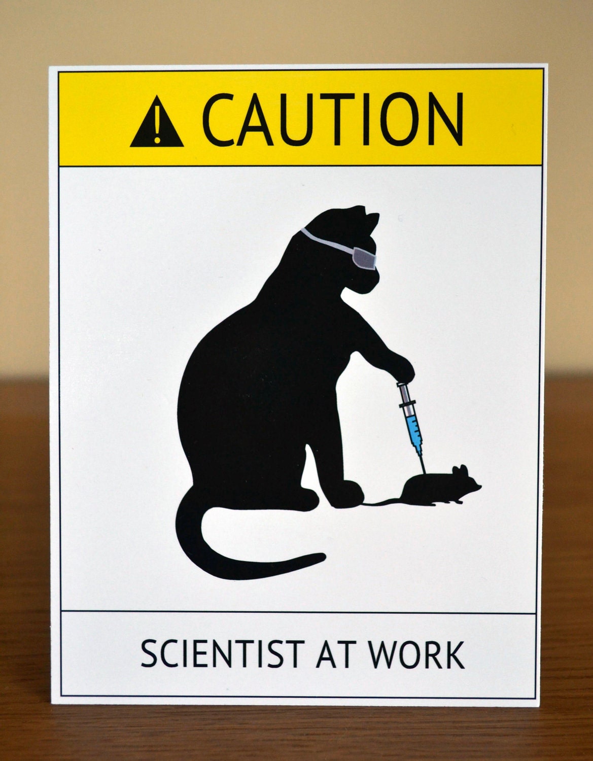 Cat Scientist - Injecting Mouse - Flat Note Card