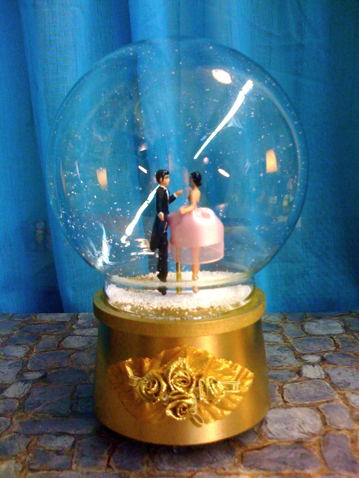 Items similar to OM SHANTI OM Inspired Dancing Couple Snow Globe on Etsy