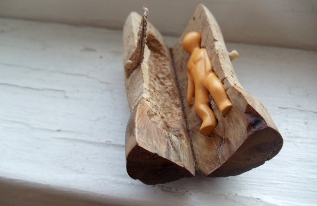 Cork, Pine Knot, Leather, Reliquary