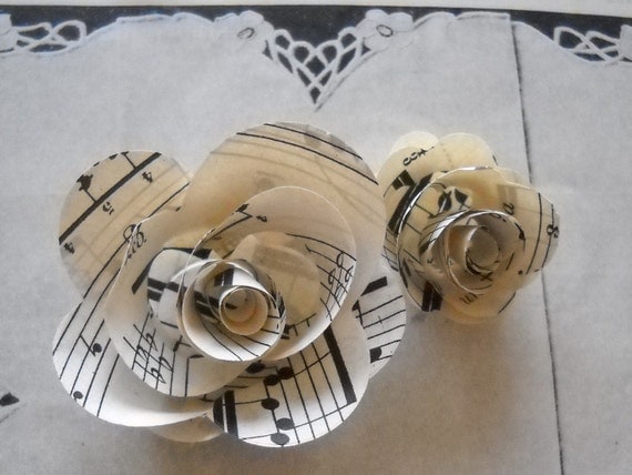 Custom order for Shan939-New item for 2011- vintage music paper rosettes- DIY set of 10