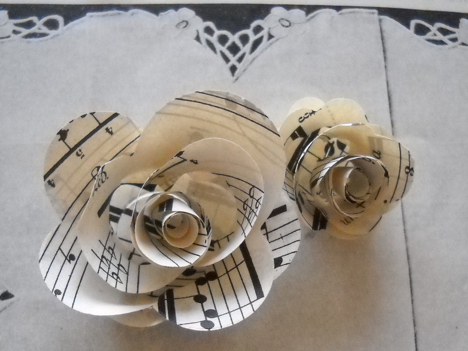 Custom order for Shan939-New item for 2011- vintage music paper rosettes- DIY set of 10