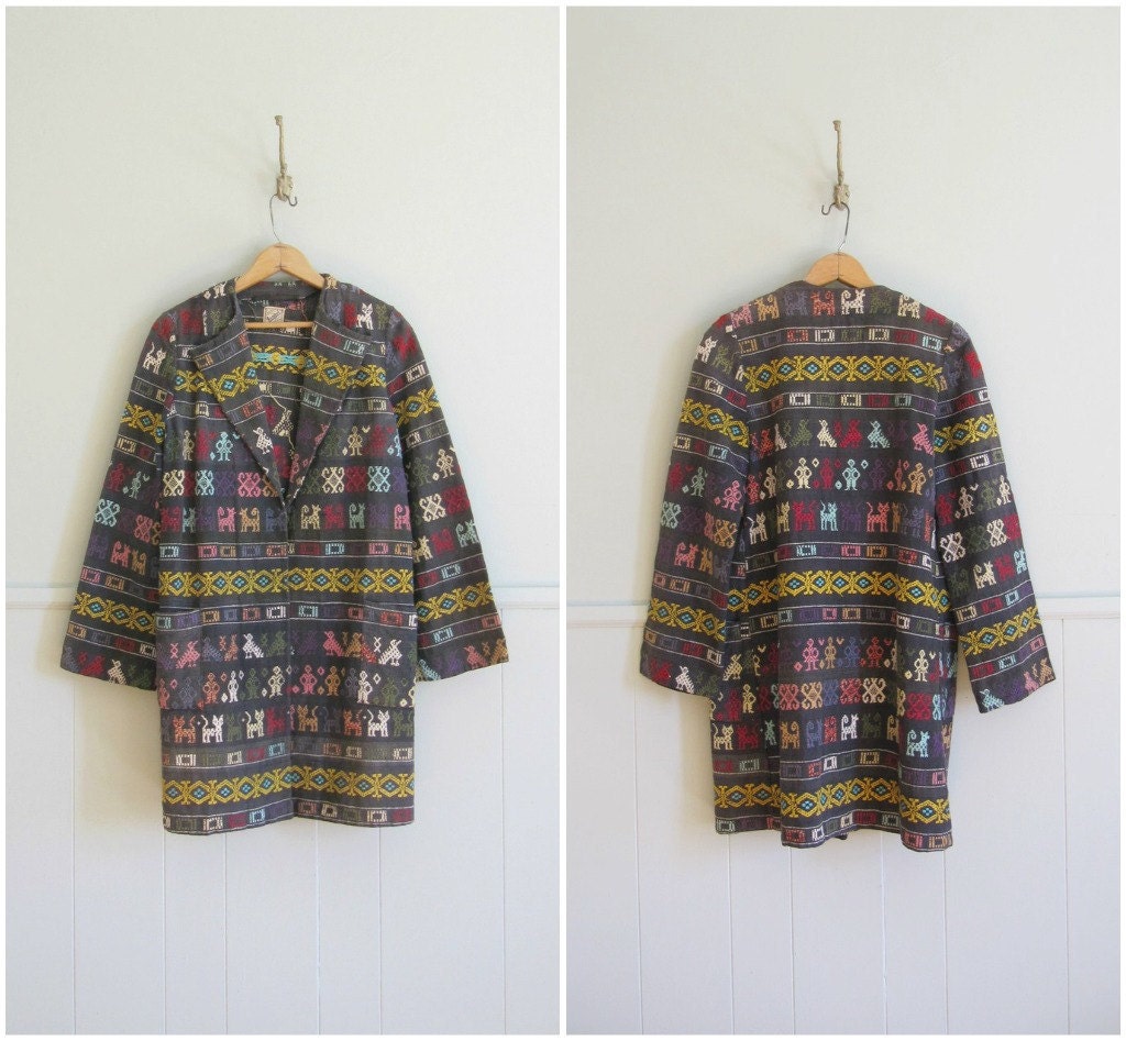 indian textile jacket / 1950s south american coat / woven cotton jacket