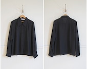 SALE 1970s vintage sheer black embroidered chiffon blouse