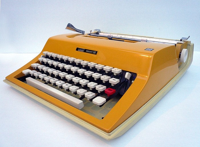 Mod Yellow CURSIVE Typewriter with Case