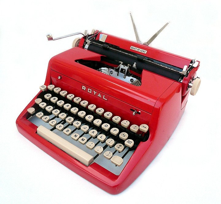 PROFESSIONALLY SERVICED 1955 Red Royal Quiet DeLuxe Typewriter