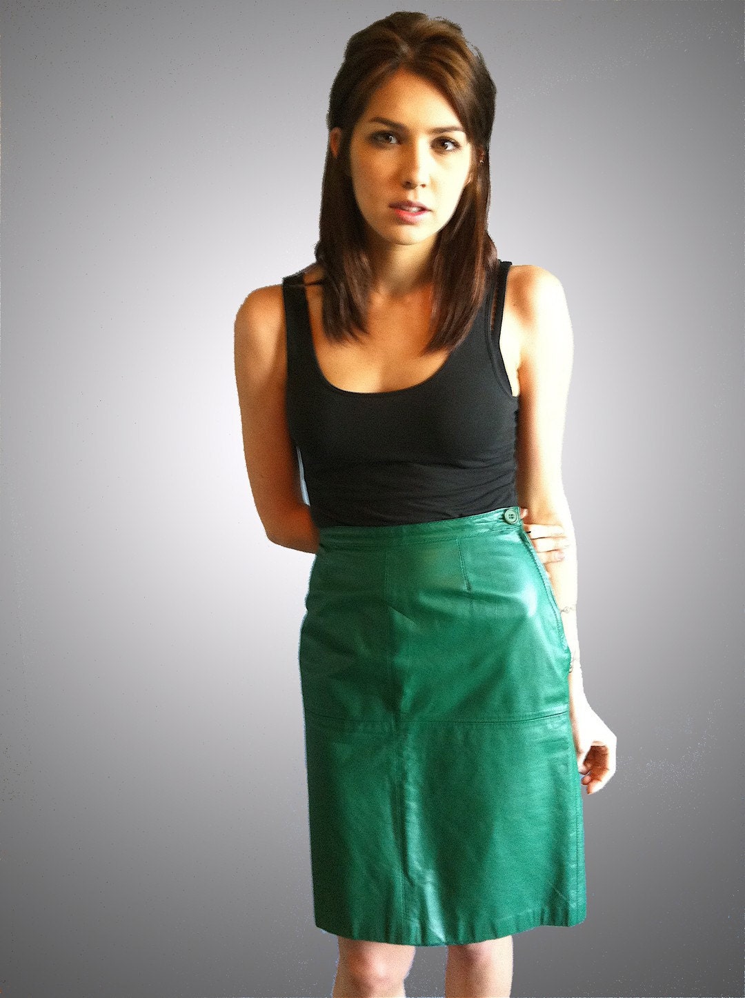 Green Leather Skirt 2