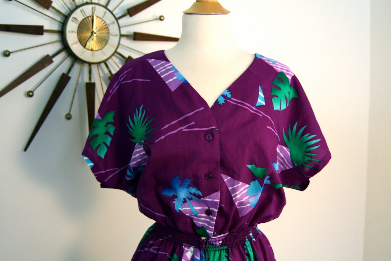 1980's Purple Hawaiian Jumpsuit Hilo Hattie Shorts Suit Tiki Romper ...