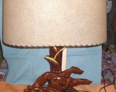 Mid Century Modern, Retro, Vintage Gray Hound Dog Lamp with Oval Fiberglass Shade Sale Marked 20% off