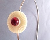 Headband, Ingrid, Giant Vintage Button, Red Cream, Accessories by dspdavey on Etsy