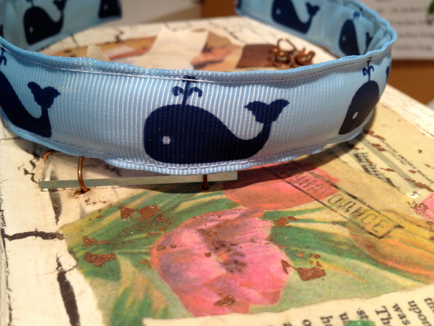Boutique Preppy WHALES Ribbon Headband 7/8" width 3 colors to pick