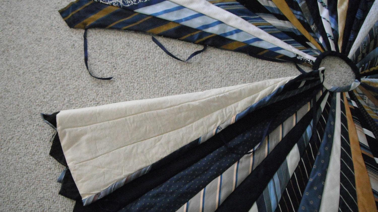 Christmas Tree Skirt - OOAK - Blues and Golds