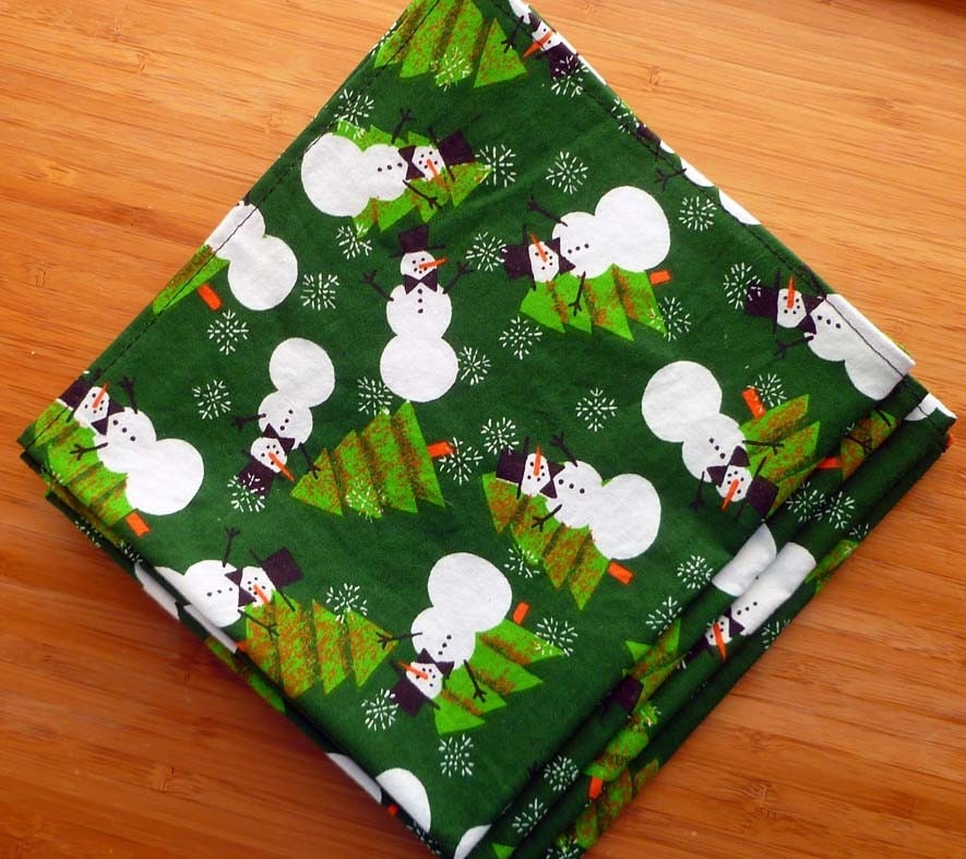 Cloth Napkin - Snowmen in the Meadow - Set of Four
