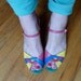 Vintage Sandals Heels Mulitcolor Bright Bold Colorful Hot Pink Blue Green Yellow Size 9.5 Summer