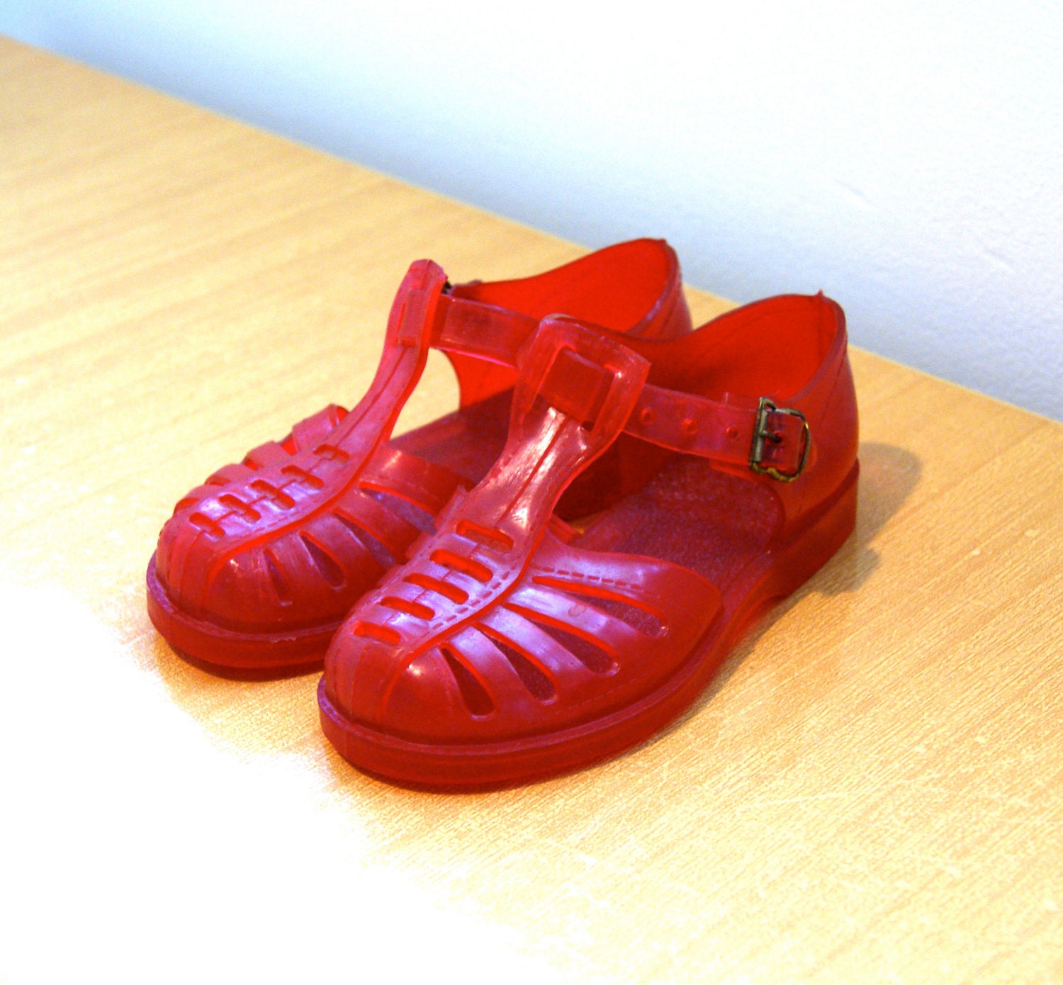 Cherry Red Jelly Sandals for Toddler Vintage by aSilverUnicorn