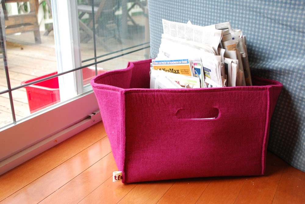 Large Felt Storage Basket with Handles