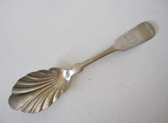 Vintage M or W Monogrammed Sugar Spoon Brazil by TheLazyPeacock