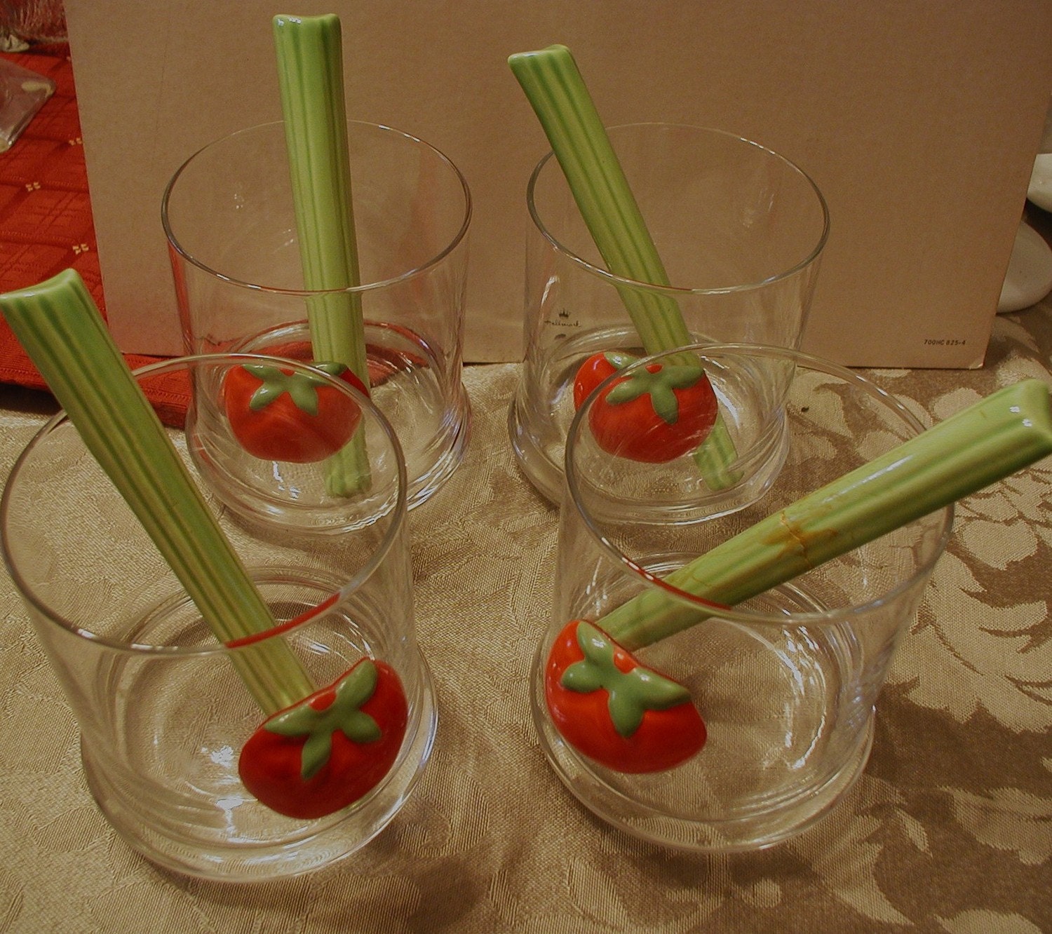 Vintage Bloody Mary Glasses with Ceramic Celery by luvvinjewels