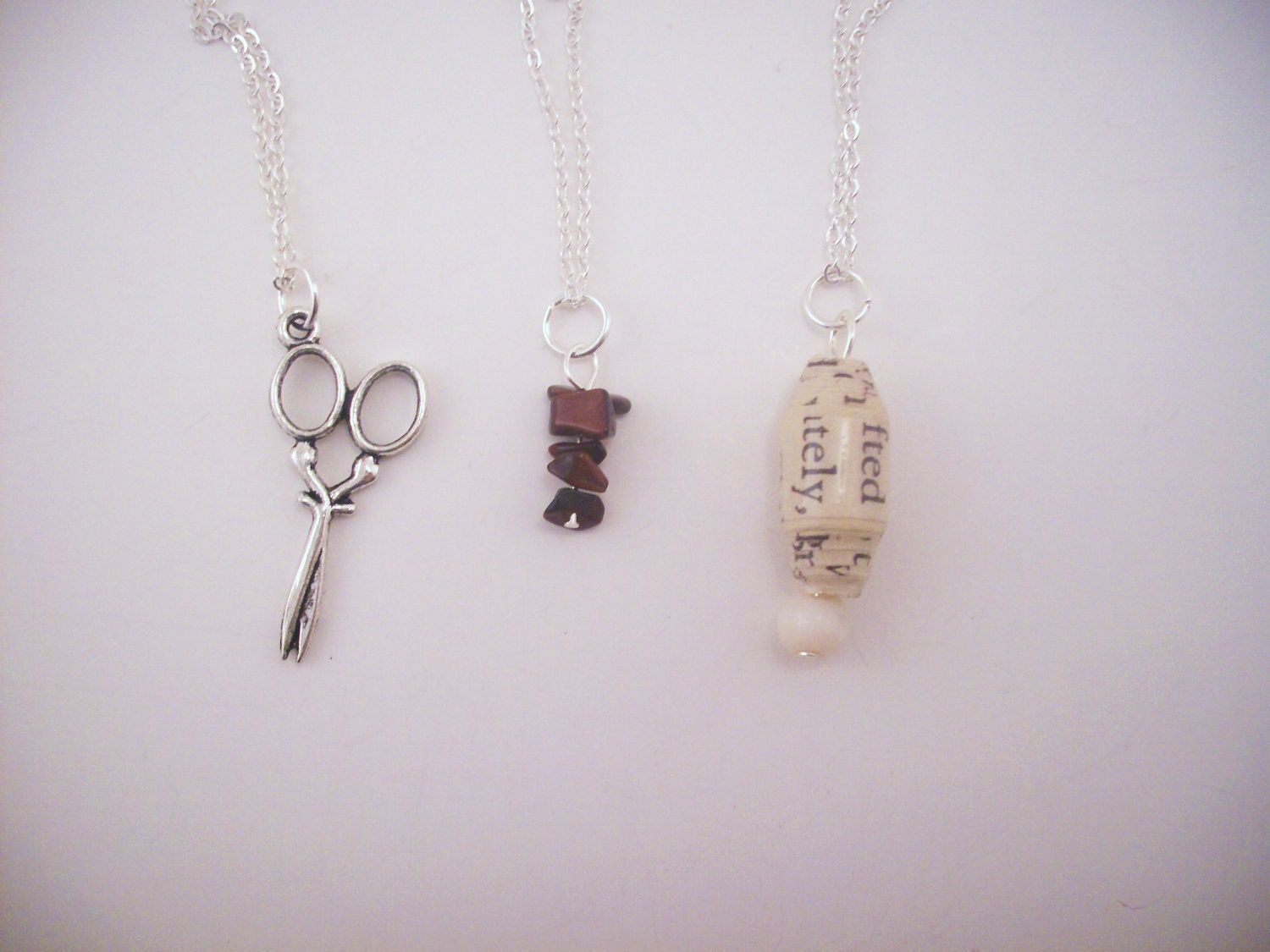 BFF rock/paper/scissors necklaces set for three friends. Friendship gifts. Silver toned. Everyday wear. Women's jewelry.