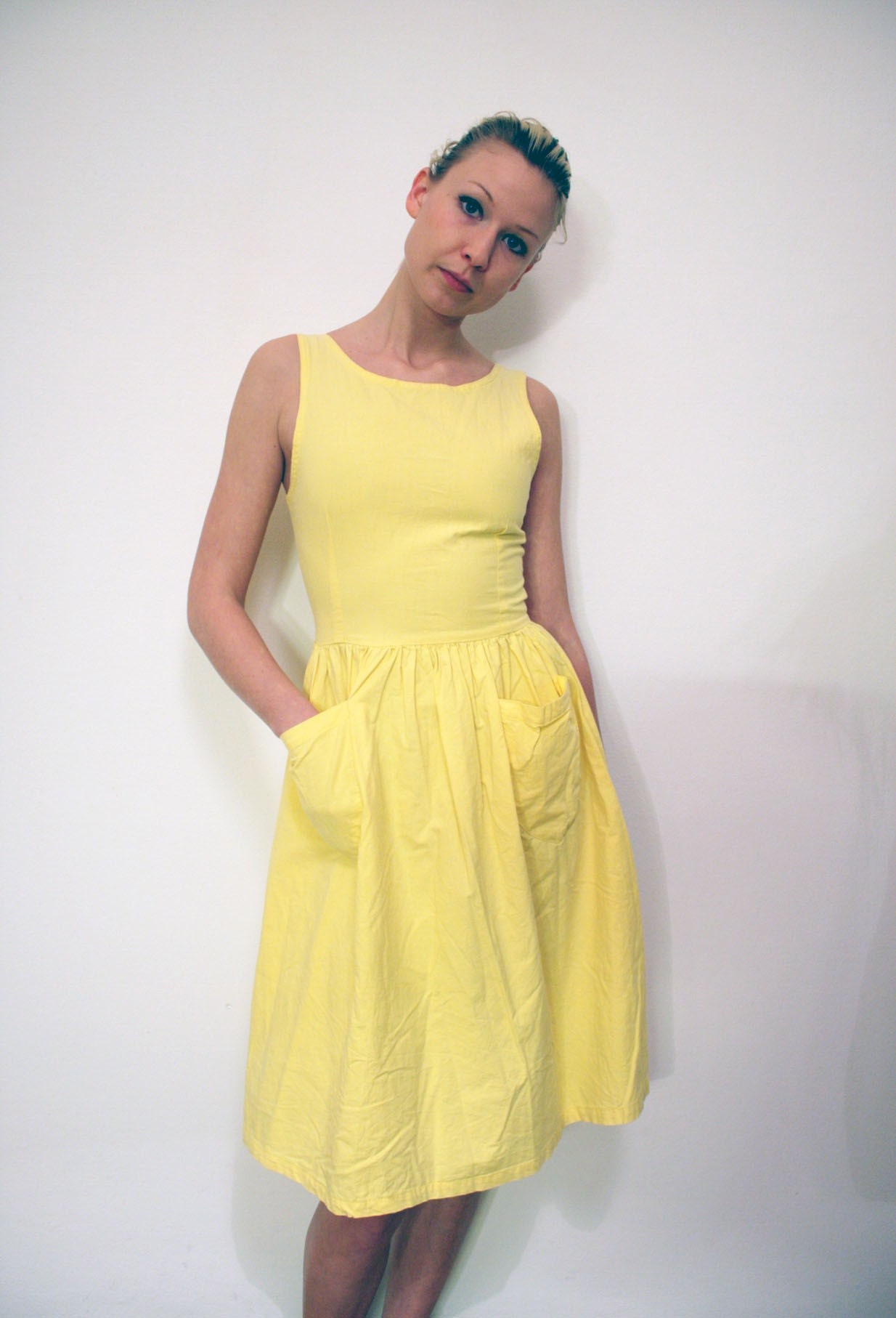 Vintage Yellow Dress with Pockets (s)