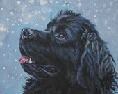 Newfoundland dog art print CANVAS print of LA Shepard painting 8x8