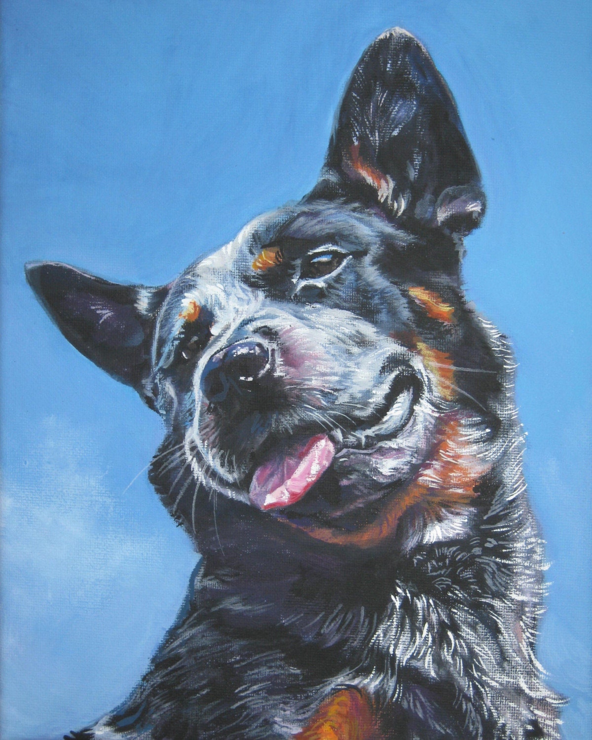 Australian Cattle Dog art Canvas print of LA Shepard painting 8x10