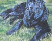 Newfoundland art print CANVAS print of LA Shepard painting 8x8 dog art