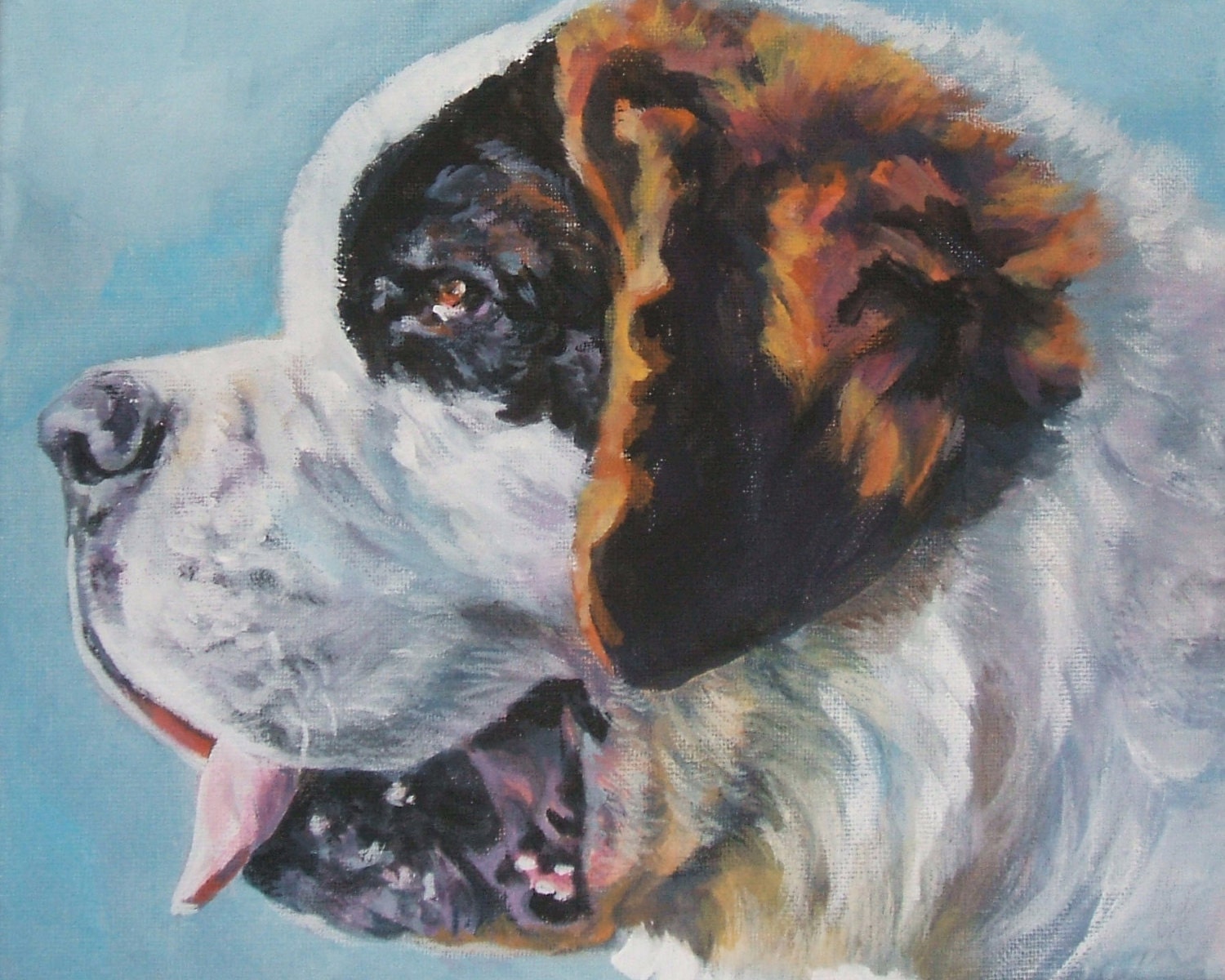 st Saint Bernard art CANVAS print of LA Shepard by TheDogLover