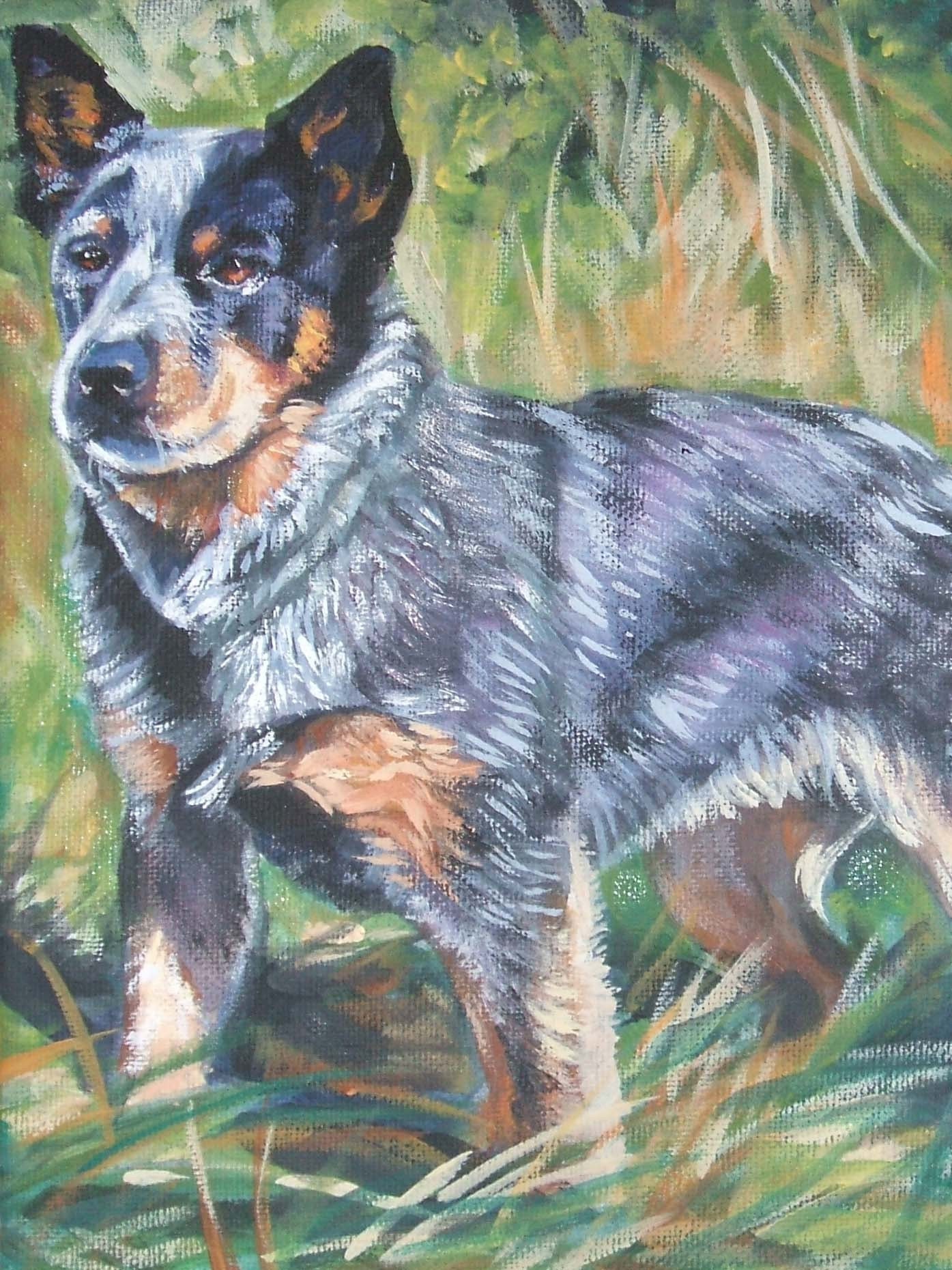Australian Cattle Dog blue heeler art print of L.A.Shepard painting 12x16