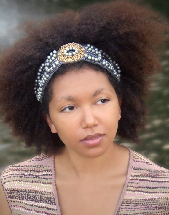 Items similar to Thick Hair Accessories Headband Grey ...