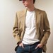 Mens Corduroy Blazer - Vintage 70s Haggar Beige Tan Jacket Sports Coat 42R FREE US Shipping