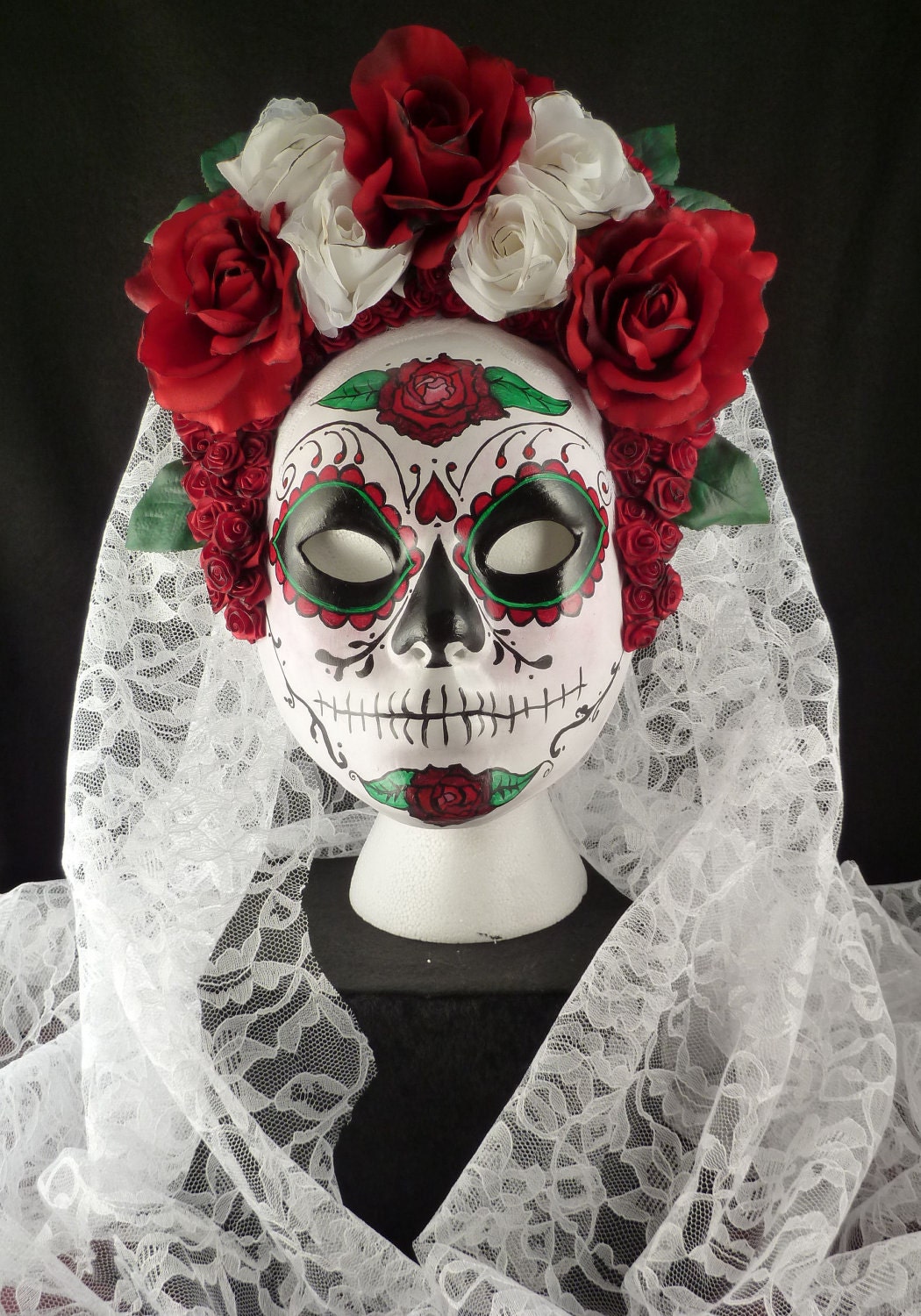 White Catrina Mask for Day of the Dead/Dia de los Muertos/Costume/Cosplay