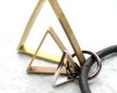 Mens Leather Necklace w/ Triangle Pendant Geometric Necklace For Him Unisex Jewelry