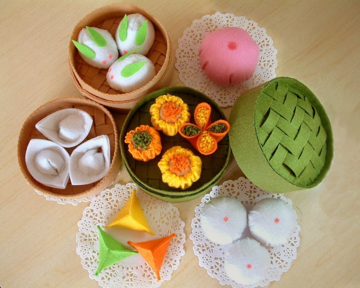 DIY Felt Chinese sweets and steamer set--PDF Pattern via Email--F07