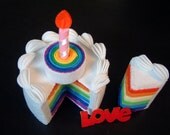 New-DIY felt rainbow cake(double tiers)---PDF Pattern via Email--F30